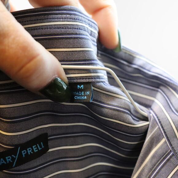 Zachary Prell Navy Blue Striped Button-Up Dress Shirt Men’s Size M - Picture 4 of 4